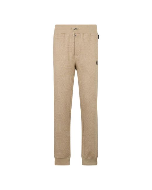 Philipp Plein Broeken ,Katoen Jacquard Joggers Monogram in het Natural voor heren
