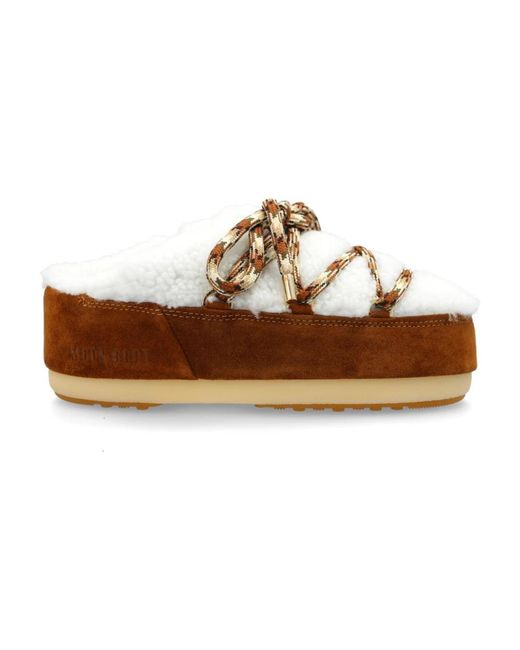 Moon Boot Brown Lederstiefel 'mule shearling'