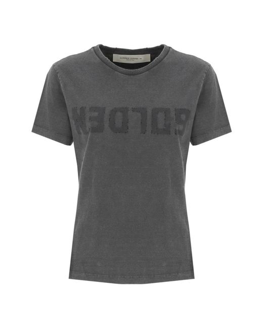 Camiseta de algodón gris con detalles de logo Golden Goose Deluxe Brand de color Gray