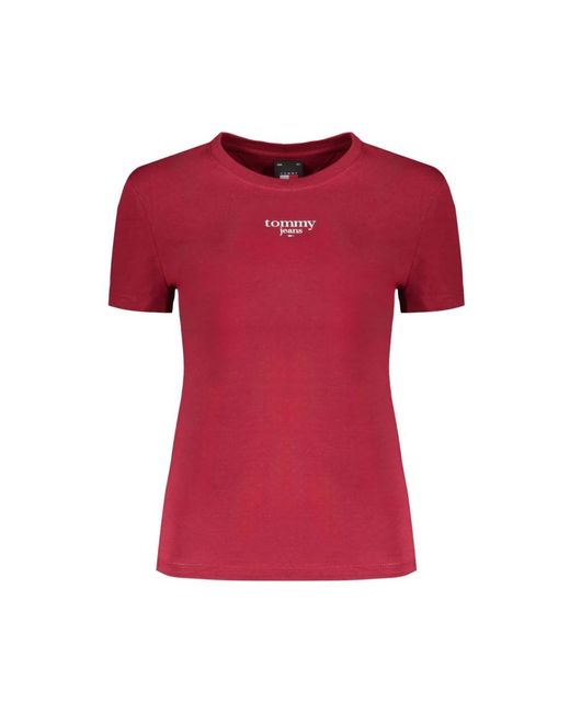 Tommy Hilfiger Rode Katoenen T-Shirt Met Logoprint in het Red