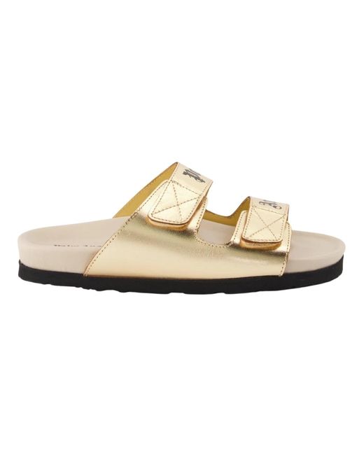 Logo print sandali in pelle di Palm Angels in White