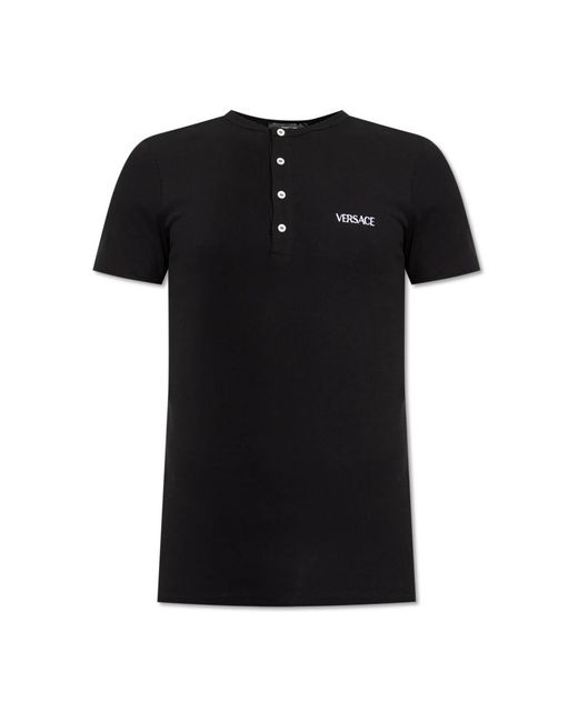 Versace Tops ,Zwart ,Katoen Lingerie T-Shirt Met Geborduurd Logo in het Black voor heren