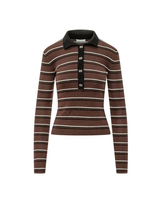 Ganni Brown Polo Shirts