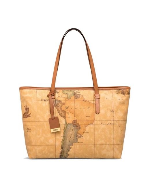 Alviero Martini 1A Classe Brown Klassische geo-print-schultertasche