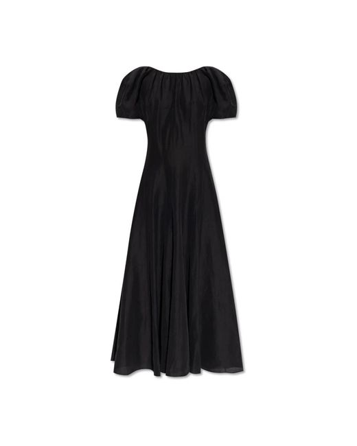 Tory Burch Kleedjes ,Zwart ,Linnen Jurk Met Ronde Halslijn in het Black