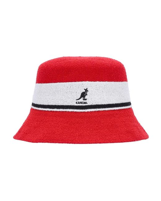Kangol Accessoires ,Rood ,Polyester Gestreepte Emmerhoed in het Red voor heren