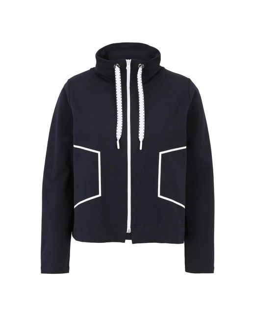 Doris Streich Blue Casual Zip-Up Jacket With Motif Prints