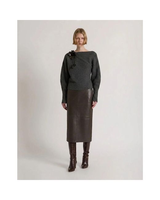Alberta Ferretti Black Round-Neck Knitwear