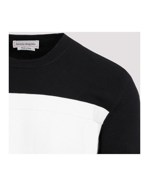 Alexander McQueen Baumwollpullover schwarz elfenbein pullover in Black für Herren