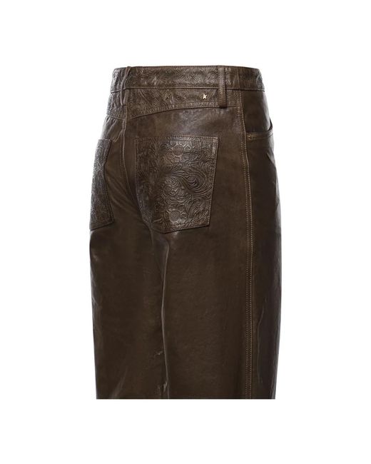 Golden Goose Deluxe Brand Brown Leather Trousers