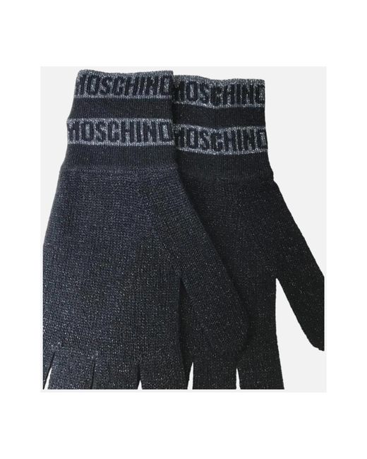Moschino Blue Handschuhe mit lurex-besatz und kontrastlogo