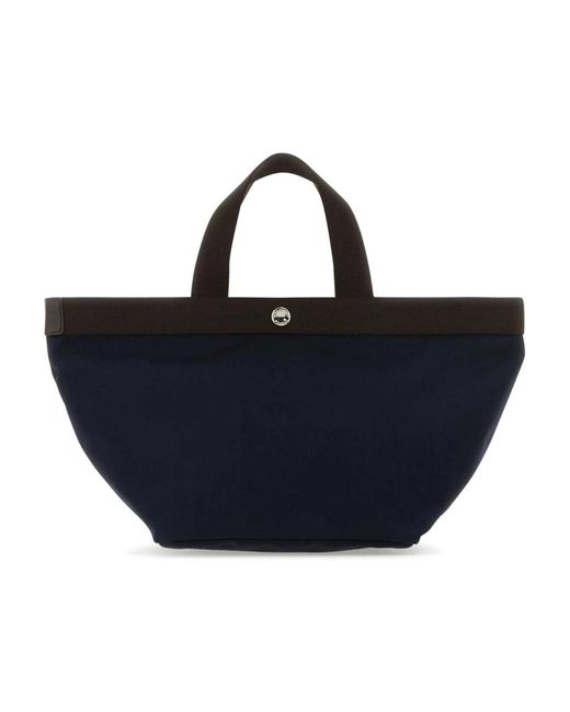 Herve Chapelier Blue Schicke canvas shopping tote bag