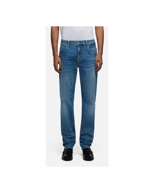 7 For All Mankind Blue Straight Fit Jeans for men