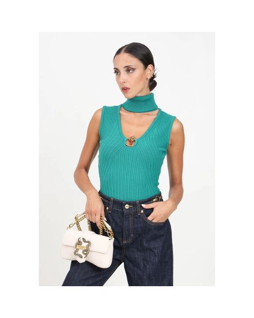 Just Cavalli Truien & Vesten ,Groen ,Polyester Groene Coltrui Met Uitgesneden Detail in het Green