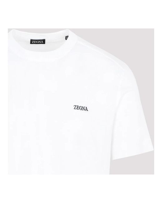 Zegna Baumwoll t-shirt in optischem weiß,blau navy baumwoll t-shirt in White für Herren