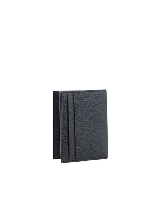 Ferragamo Accessoires ,Zwart ,Leer Leren Kaarthouder Met Metalen Plaat in het Blue voor heren