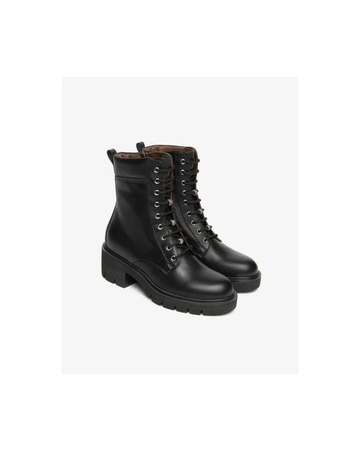 Nero Giardini Black Lace-Up Boots