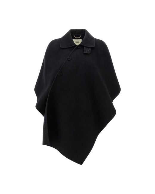 Fendi Jassen ,Zwart ,Zwarte Knoopjassen Met Spread Kraag in het Black