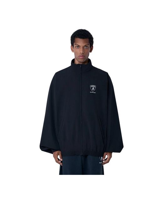 Balenciaga Jassen ,Zwart ,Polyester Jas Met Ritssluiting En Logomotieven in het Blue voor heren