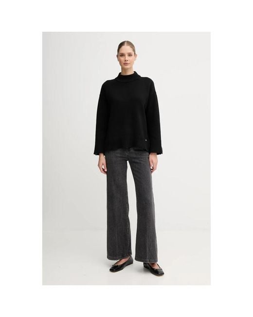 DKNY Black Rippstrick-Rollkragenpullover