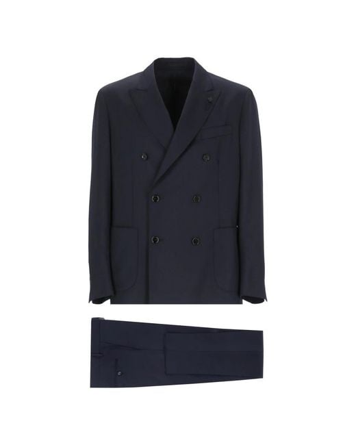 Lardini Blue Double Breasted Suits for men