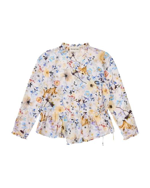 Munthe Overhemden ,Veelkleurig ,Floral Wrap Blouse Peplum Zoom in het White