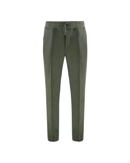 Moorer Broeken ,Groen ,Wol Wollen Trainingsbroek Met Leren Details in het Green voor heren