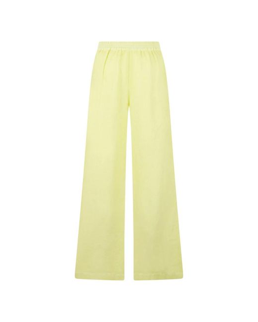 120% Lino Yellow Wide Trousers