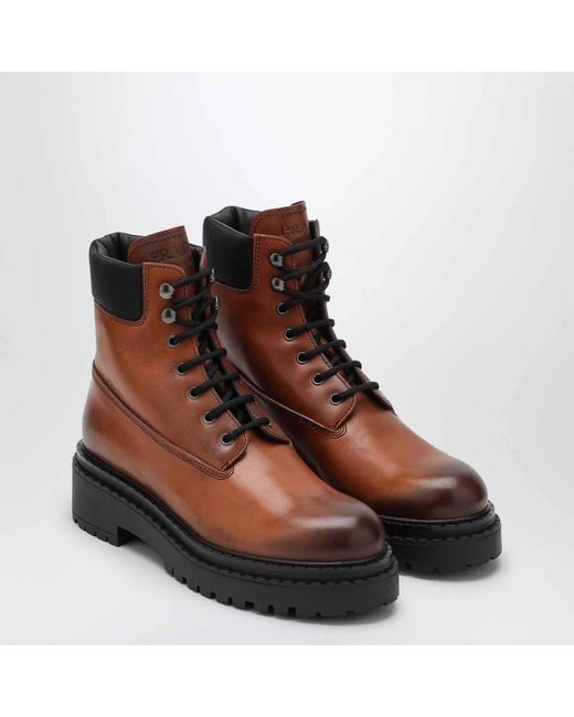 Prada Brown Lace-Up Boots