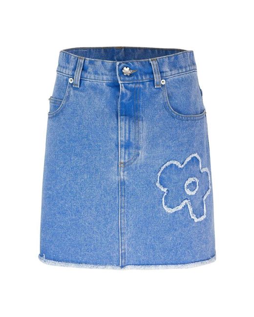 Marni Blue Denim minirock mit bestickten patches