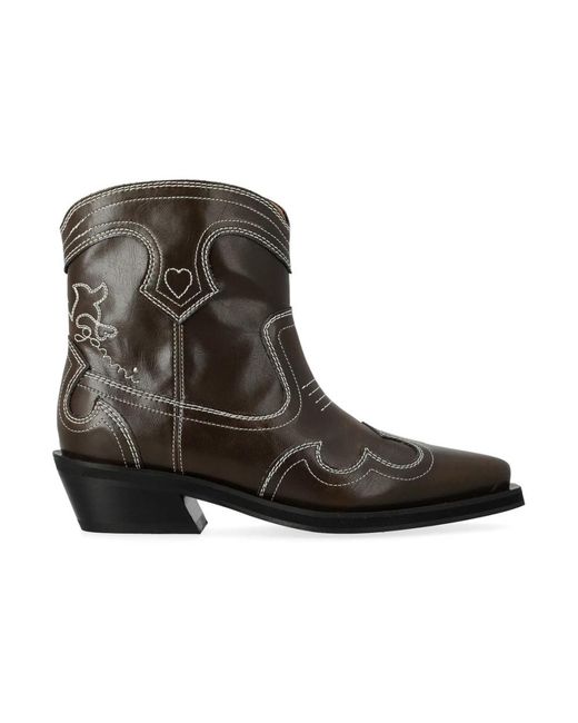 Ganni Brown Cowboy Boots