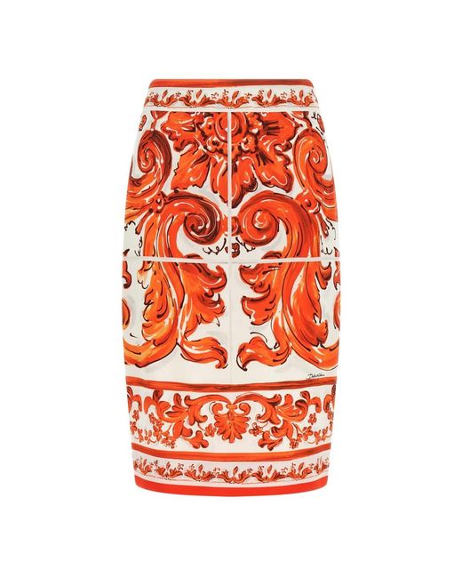 Dolce & Gabbana Orange Midi Skirts