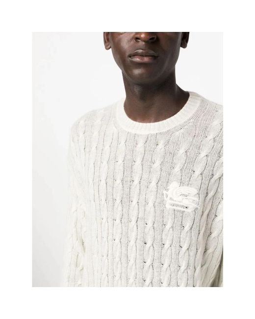 Etro White Round-Neck Knitwear for men