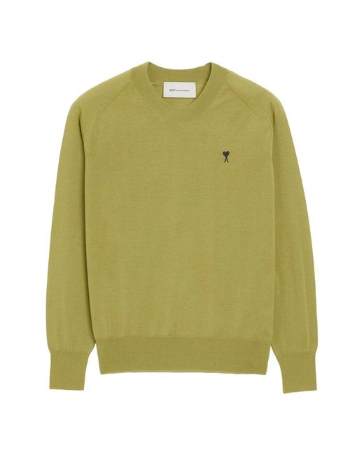AMI Green Round-Neck Knitwear for men
