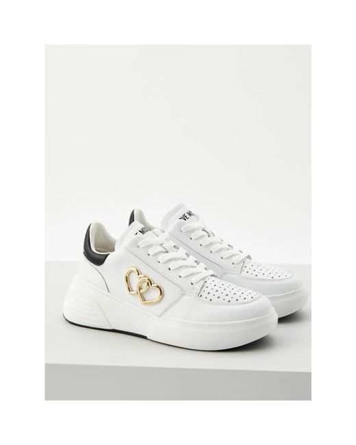 Love Moschino White Weiße sneakers mit herzdetails