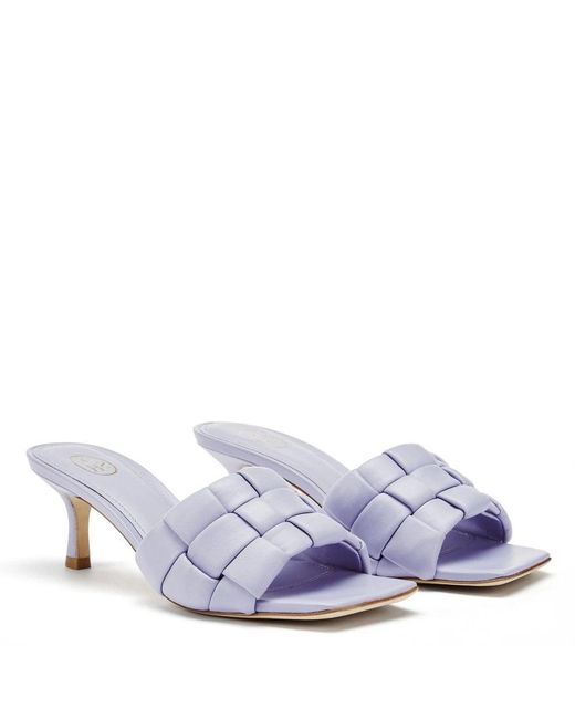 Ash Gray Lederne Gewebte Sandalen Ss22