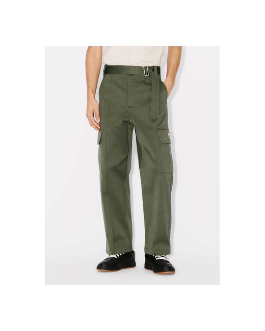 KENZO Green Straight Trousers for men