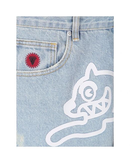 ICECREAM Blue Denim Shorts for men