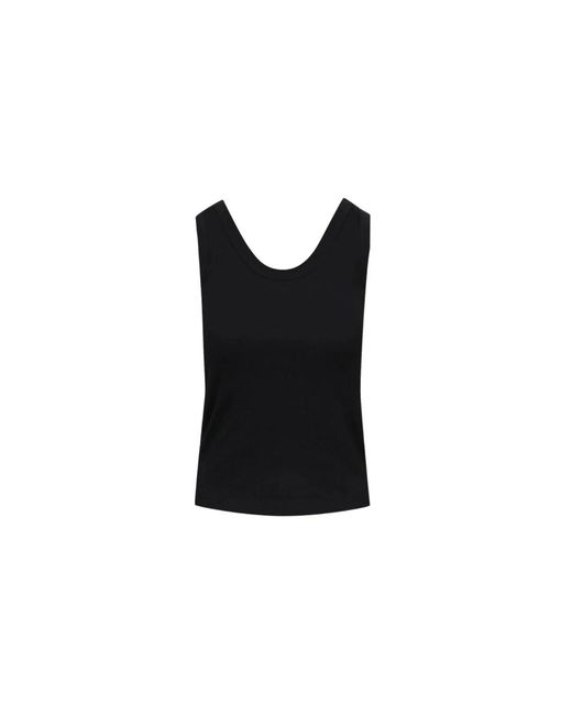 Max Mara Tops ,Zwart ,Katoen Katoenen Multic Geribbelde Tanktop Zwart in het Black