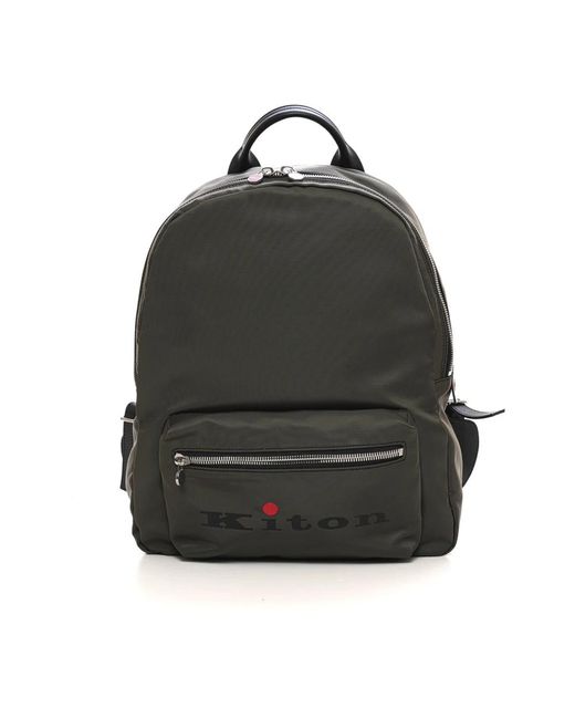 Kiton Tassen ,Groen ,Leer Rugzak Met Leren Details En Voorvak in het Black voor heren