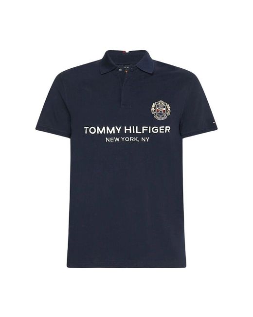 Tommy Hilfiger Icon crest logo slim poloshirt in Blue für Herren