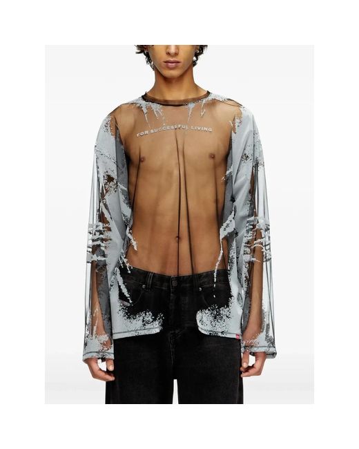 DIESEL Gray Long Sleeve Tops for men