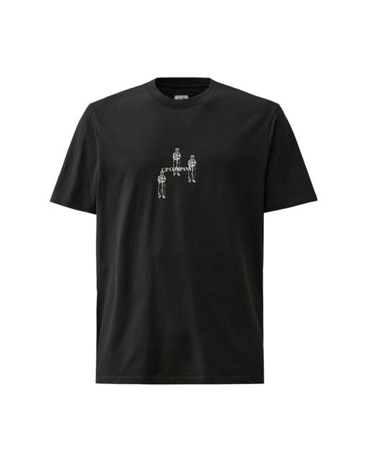 C P Company Schwarzes baumwoll regular fit t-shirt in Black für Herren