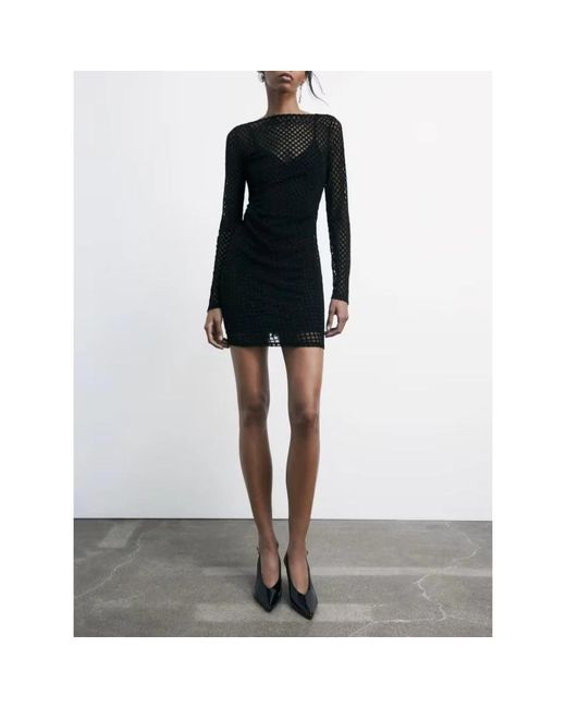Patrizia Pepe Glitter Mini Stretch Jurk in het Black