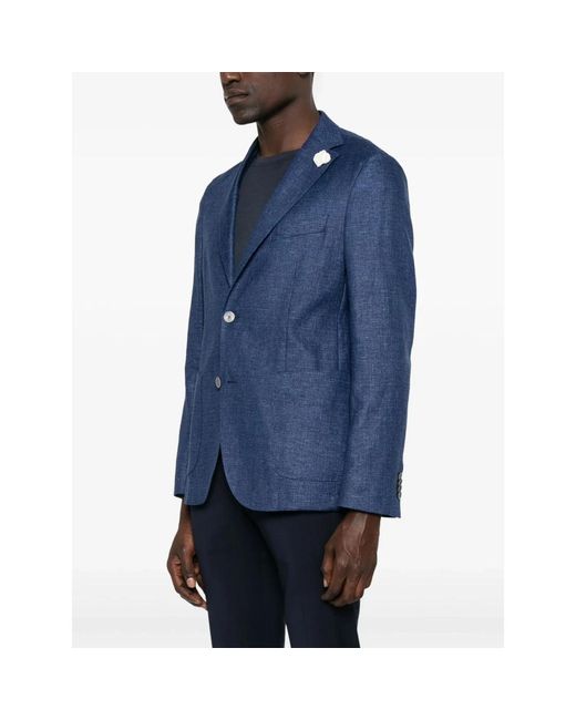 HUGO Jassen ,Blauw ,Linnen Gemengde Linnen Jas Met 2 Knopen in het Blue voor heren