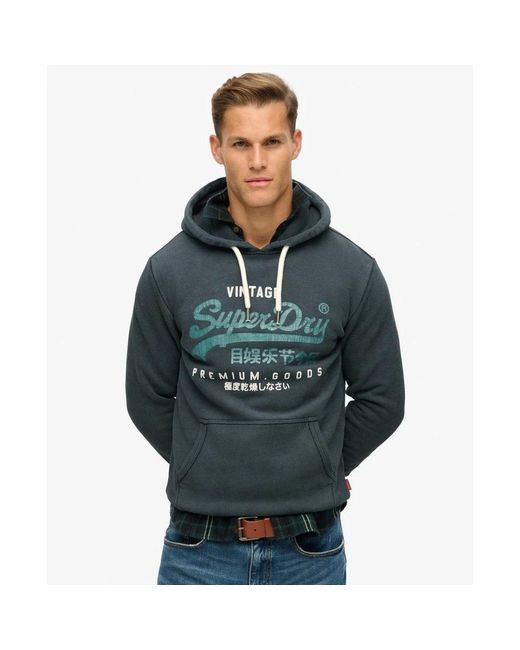 Superdry Hoodies & Sweatvesten ,Zwart ,Katoen Vintage Logo Hoodie Van Zwart Katoen in het Blue voor heren