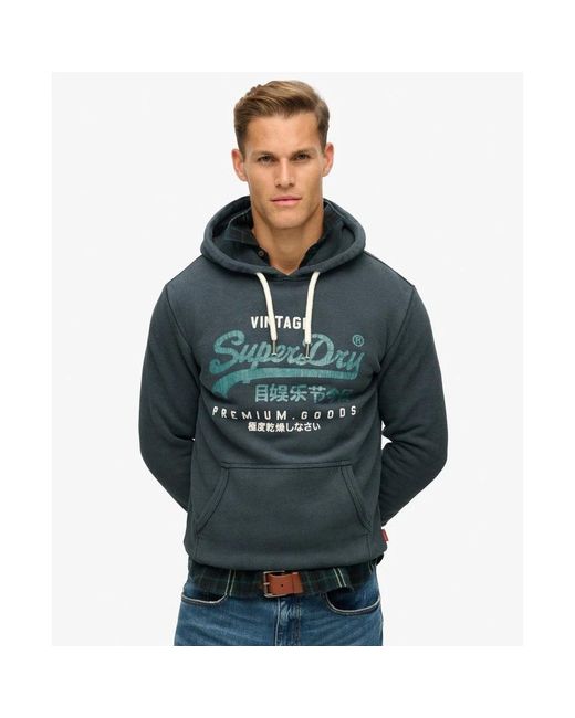 Superdry Hoodies & Sweatvesten ,Zwart ,Katoen Vintage Logo Hoodie Van Zwart Katoen in het Blue voor heren