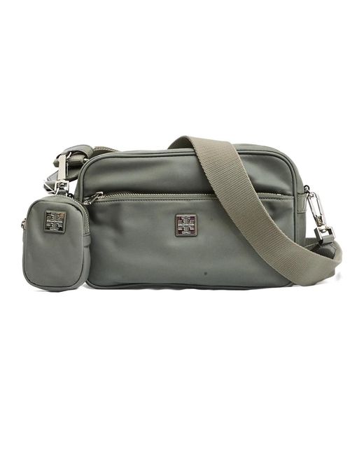 Tory Burch Gray Graue Nylon Schultertasche