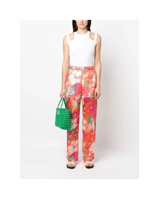MSGM Red Straight Trousers