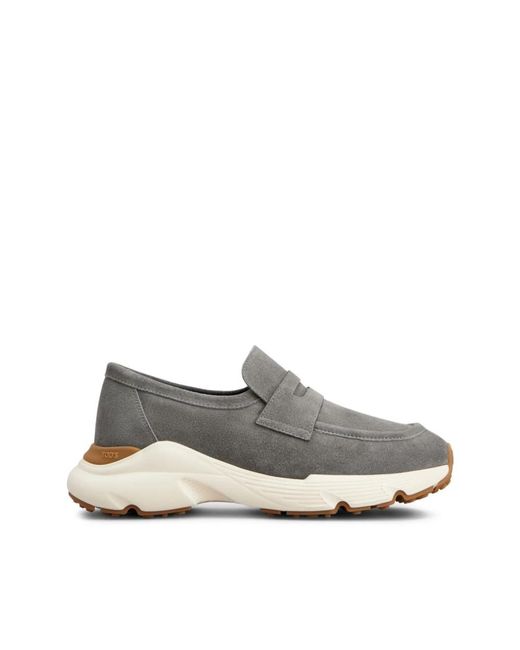 Tod's Gray Suede Leather Loafers